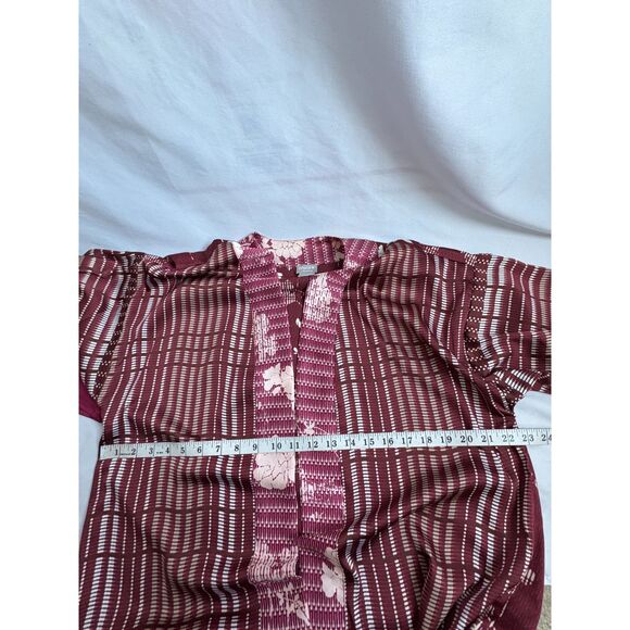 Chico’s Travelers Size 12/14P Open Front Asian Inspired Kimono Red Floral - Picture 8 of 9